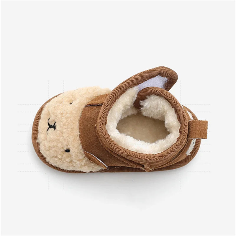 Cartoon Animal Leather & Plush Snow Boots