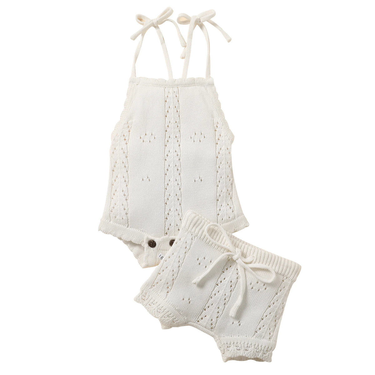 Newborn Baby Girl Sleeveless Knit Bodysuit & Shorts 2-Piece Set