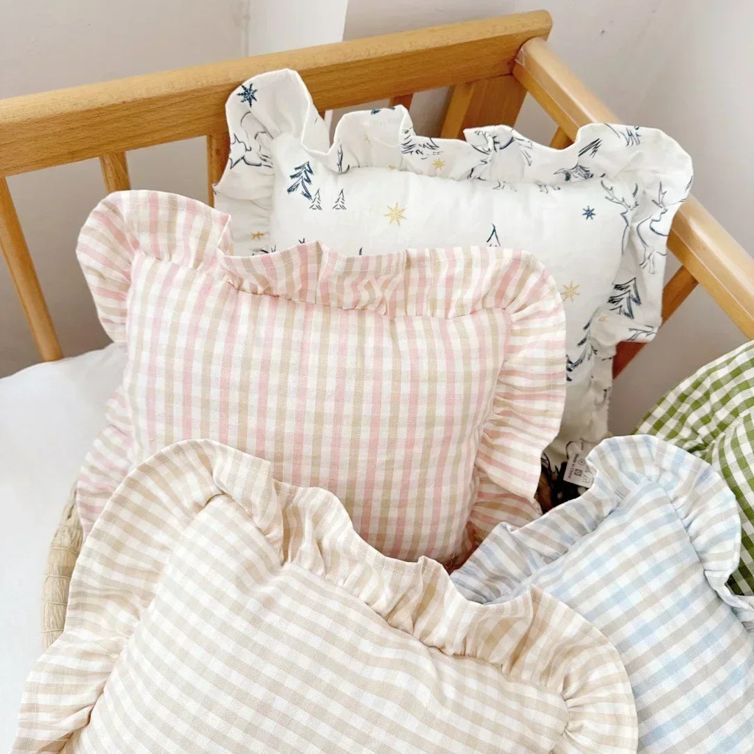 Custom Name Cotton Ruffle Baby Pillow
