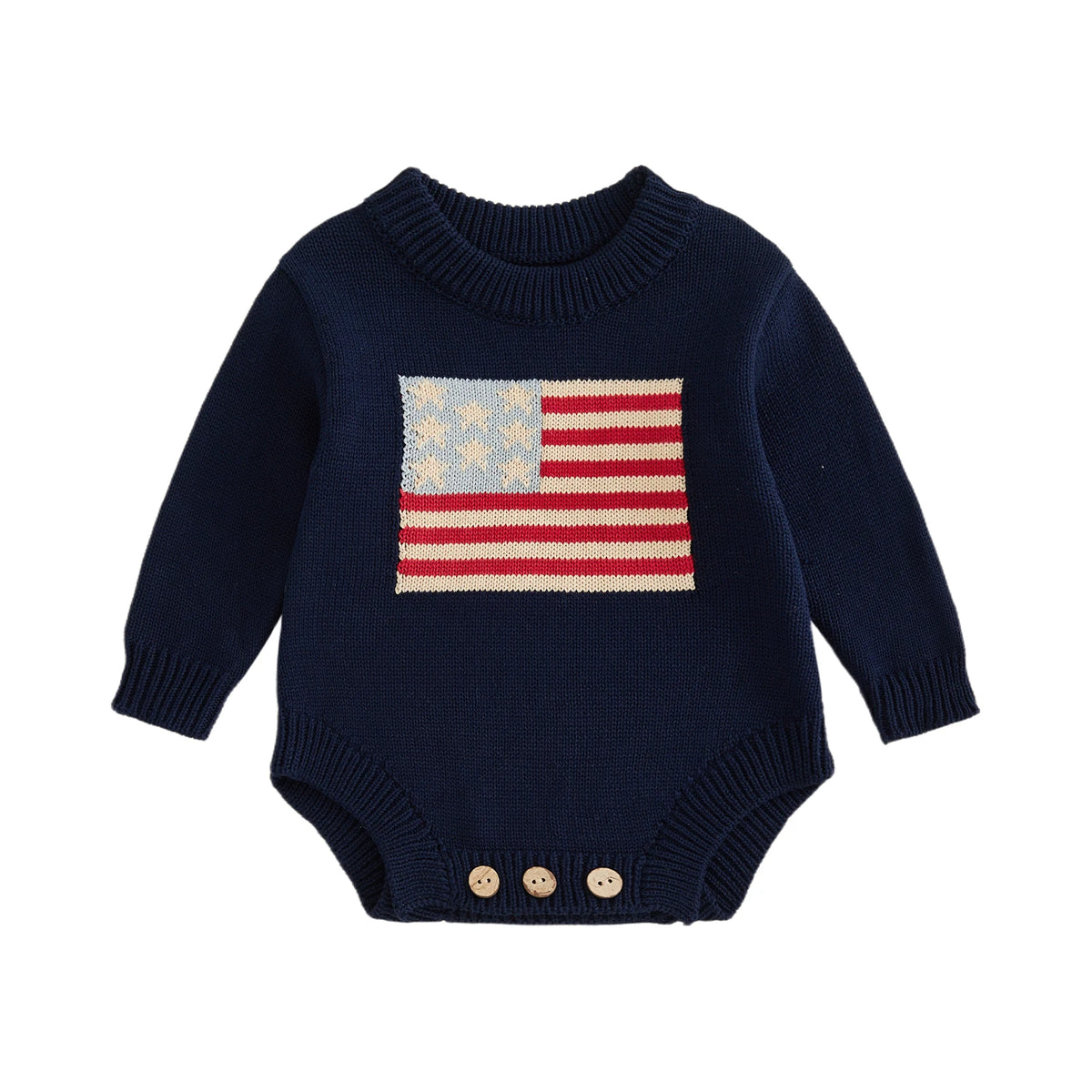 Baby 4th of July Flag Pattern Knit Sweater Bodysuit