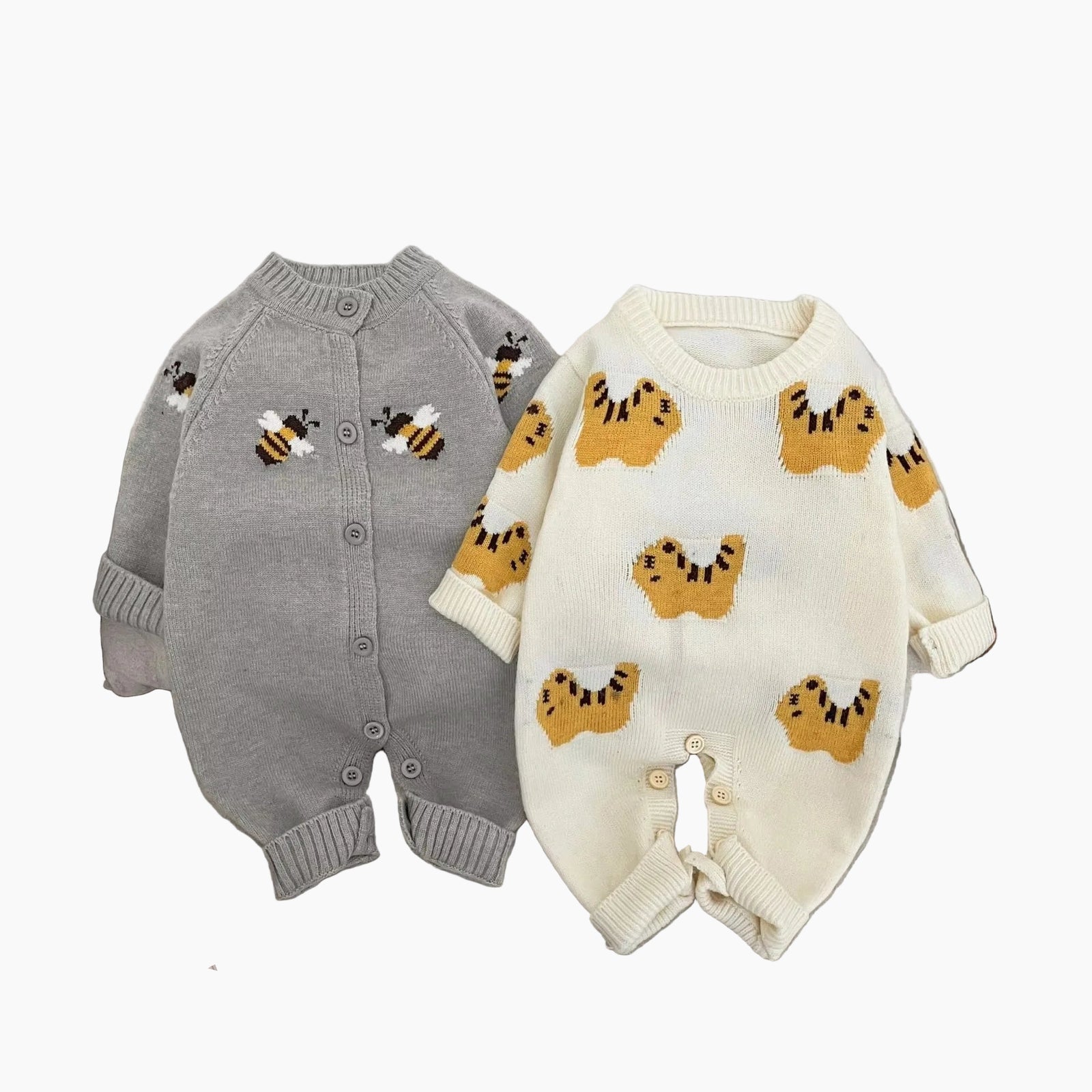 Little Bee & Tiger Knitted Baby Romper