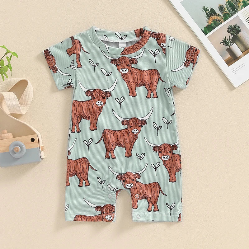 Western Cow Print Baby Romper