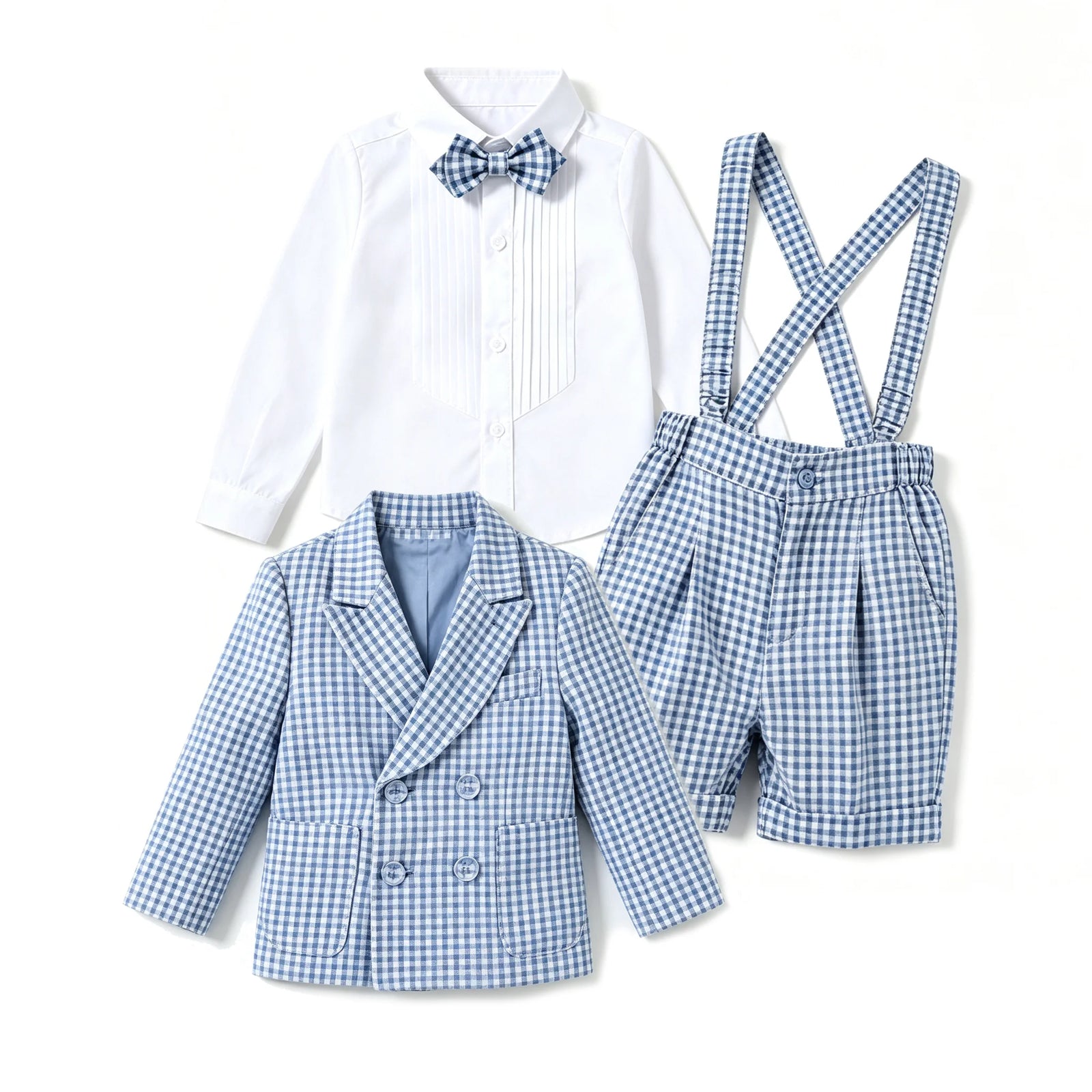 Toddler Boys’ Checked 3-Piece Formal Suit Set