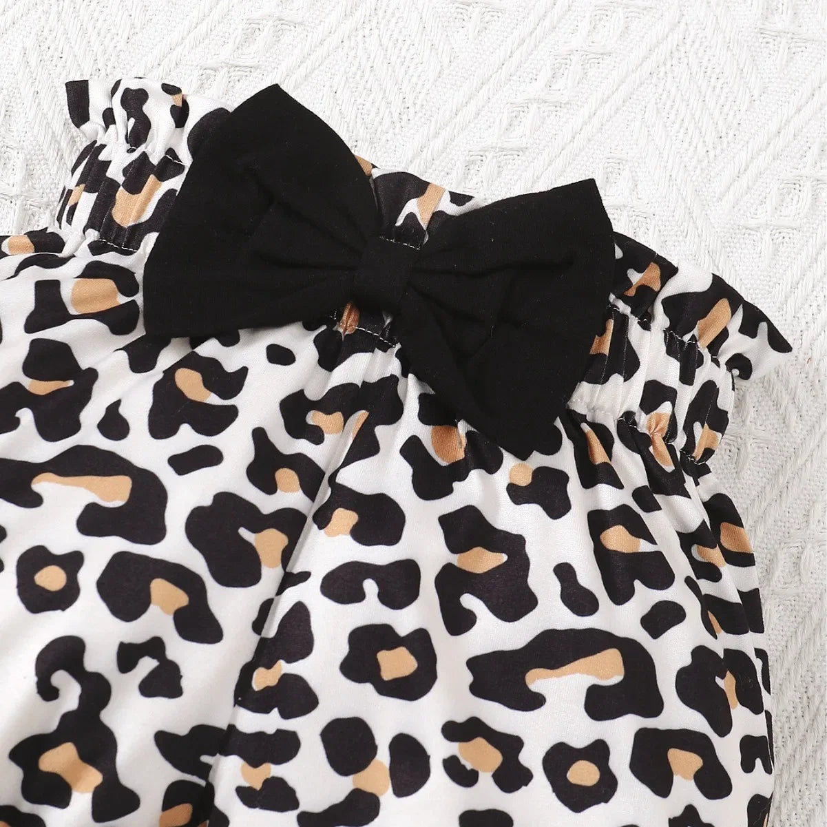 Baby Girl 2 Piece Romper and Leopard Shorts Set