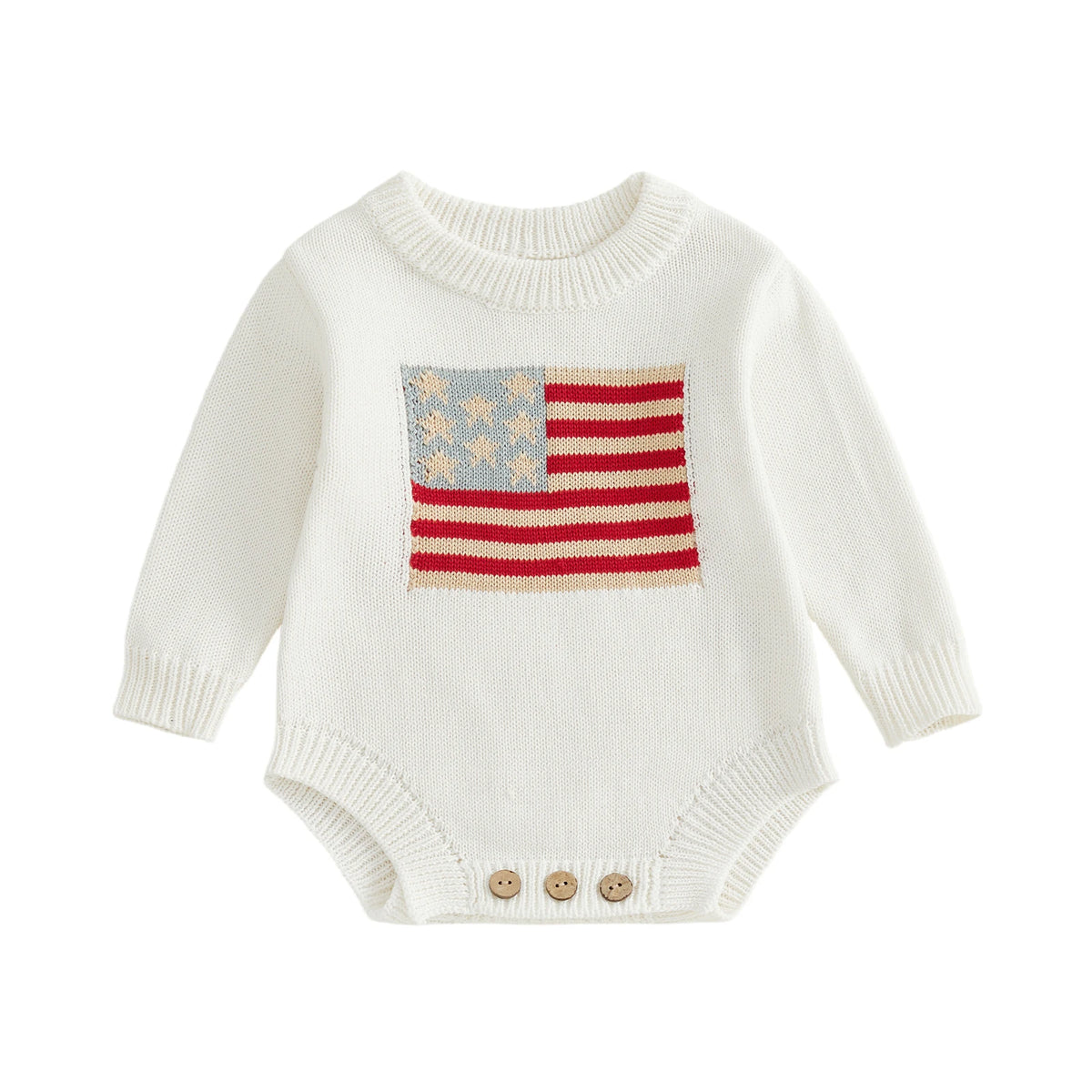 Baby 4th of July Flag Pattern Knit Sweater Bodysuit