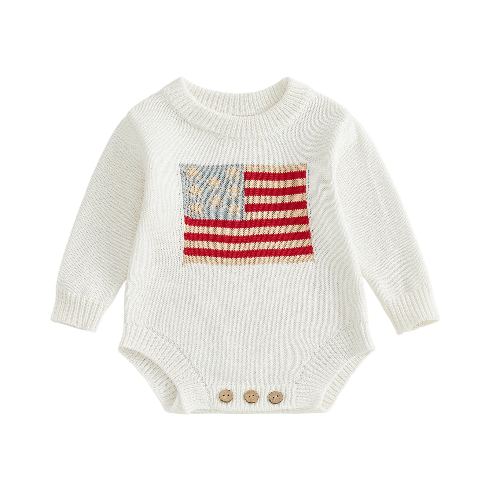 Baby 4th of July Flag Pattern Knit Sweater Bodysuit