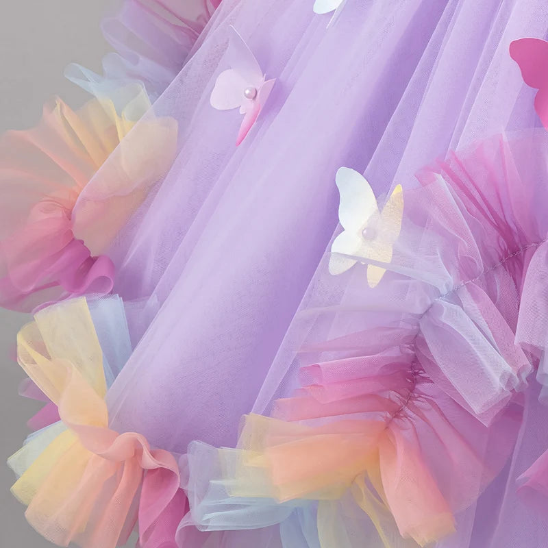 Girls Butterfly Princess Tulle Party Dress