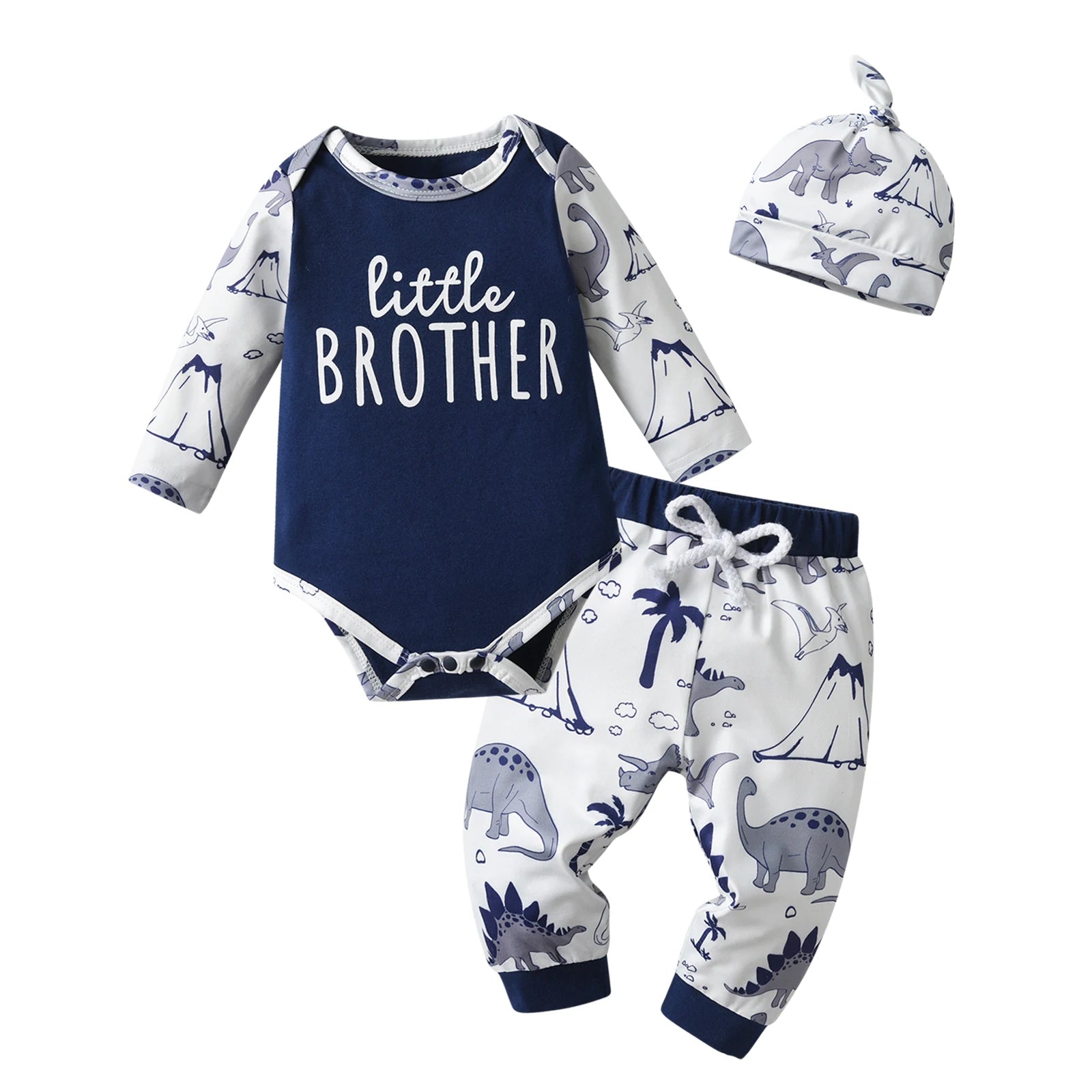 3-Piece Dinosaur Romper, Pants & Hat Set