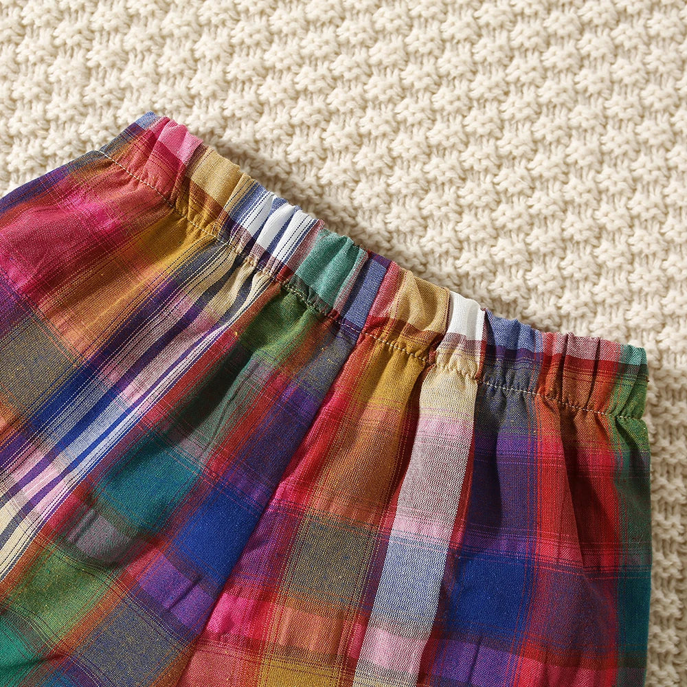 Simple Plaid Camisole Top & Shorts Set for Baby Girls