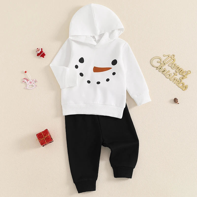 Snowman Face Hoodie & Pants Set