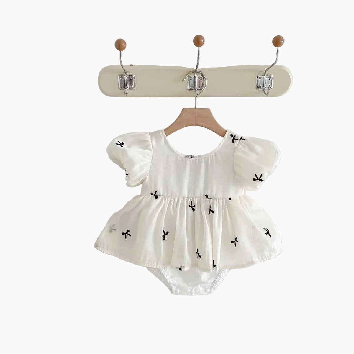 Baby Girl Bubble Sleeve Bow Romper