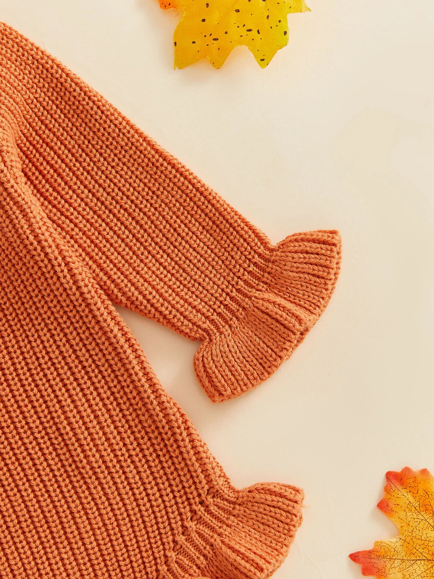 Baby Girl Pumpkin Embroidered Knit Romper