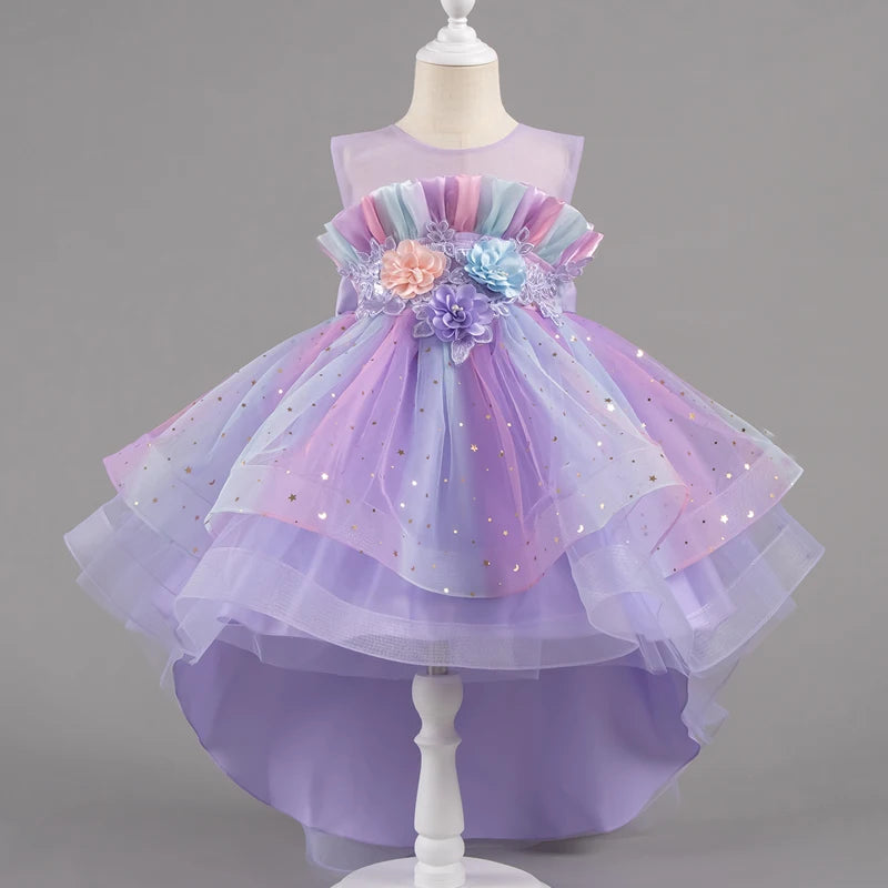 Girls Pastel Princess High-Low Tulle Dress