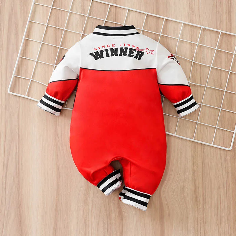 Baby Racing-Style Long Sleeve Romper