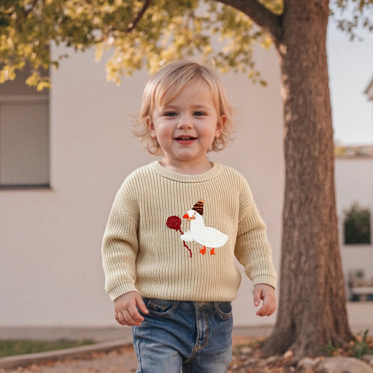 Baby & Toddler Goose Balloon Embroidered Sweater