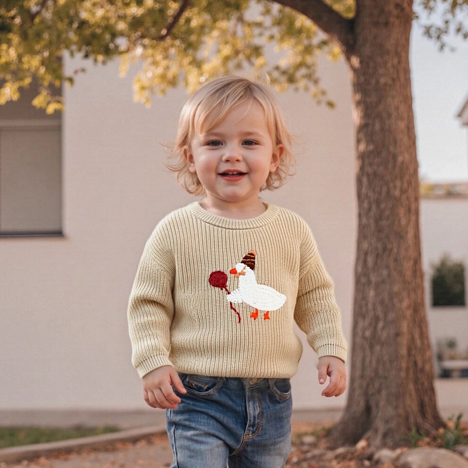 Baby & Toddler Goose Balloon Embroidered Sweater