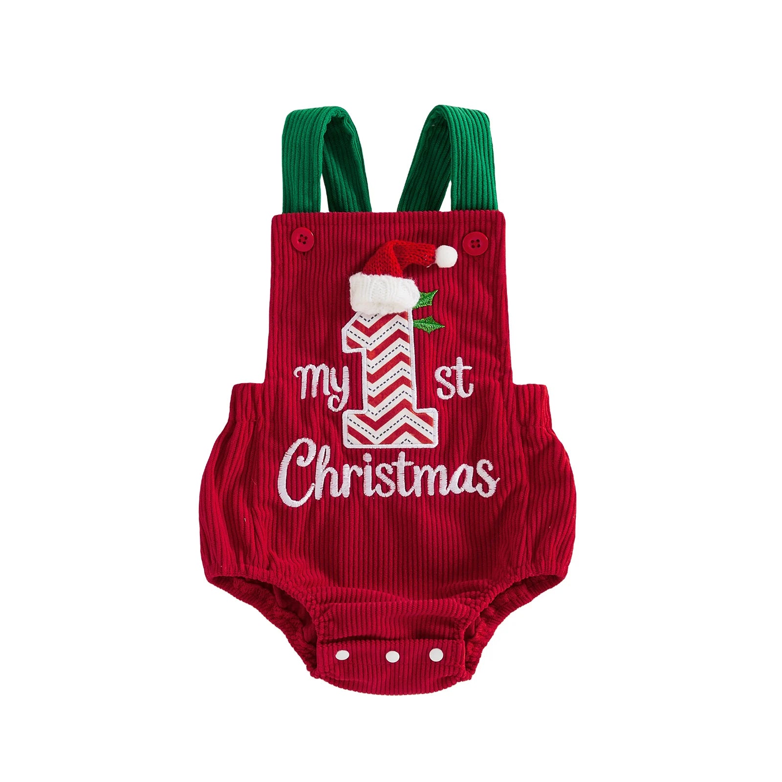 Baby Christmas Embroidered Suspender Bodysuit