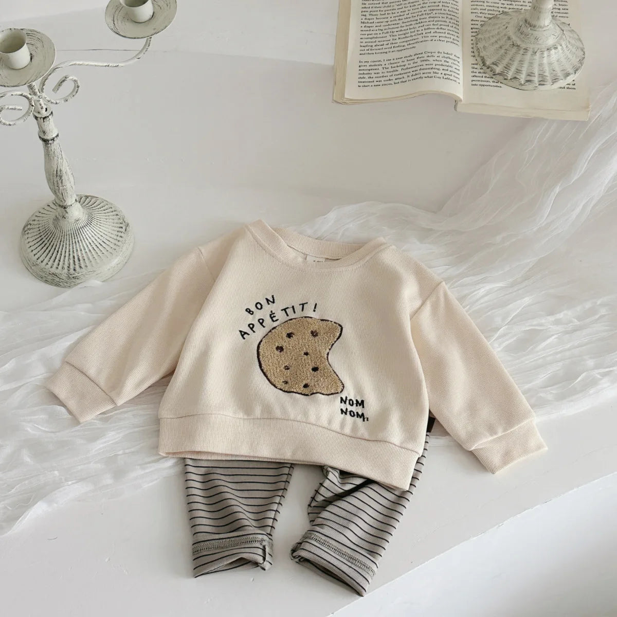 Cute Croissant or Cookie Sweatshirt Set