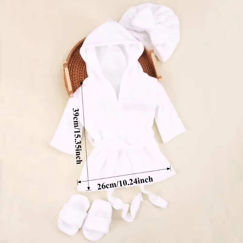 Newborn Bathrobe Photo Shoot Set with Headwrap and Slippers