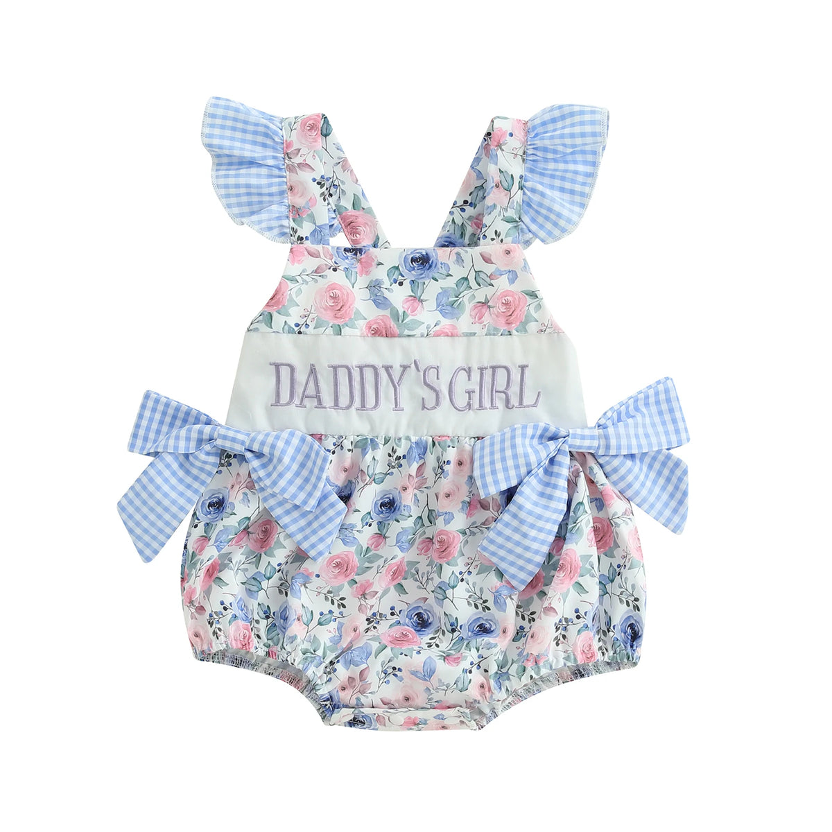 Floral Print & Embroidery Fly Sleeve Romper