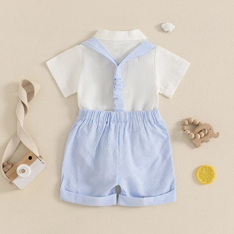 3-Piece Baby Boy Gentleman Romper & Shorts Set