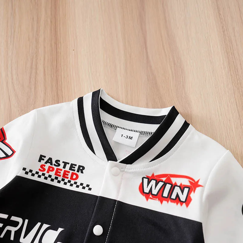 Baby Racing-Style Long Sleeve Romper