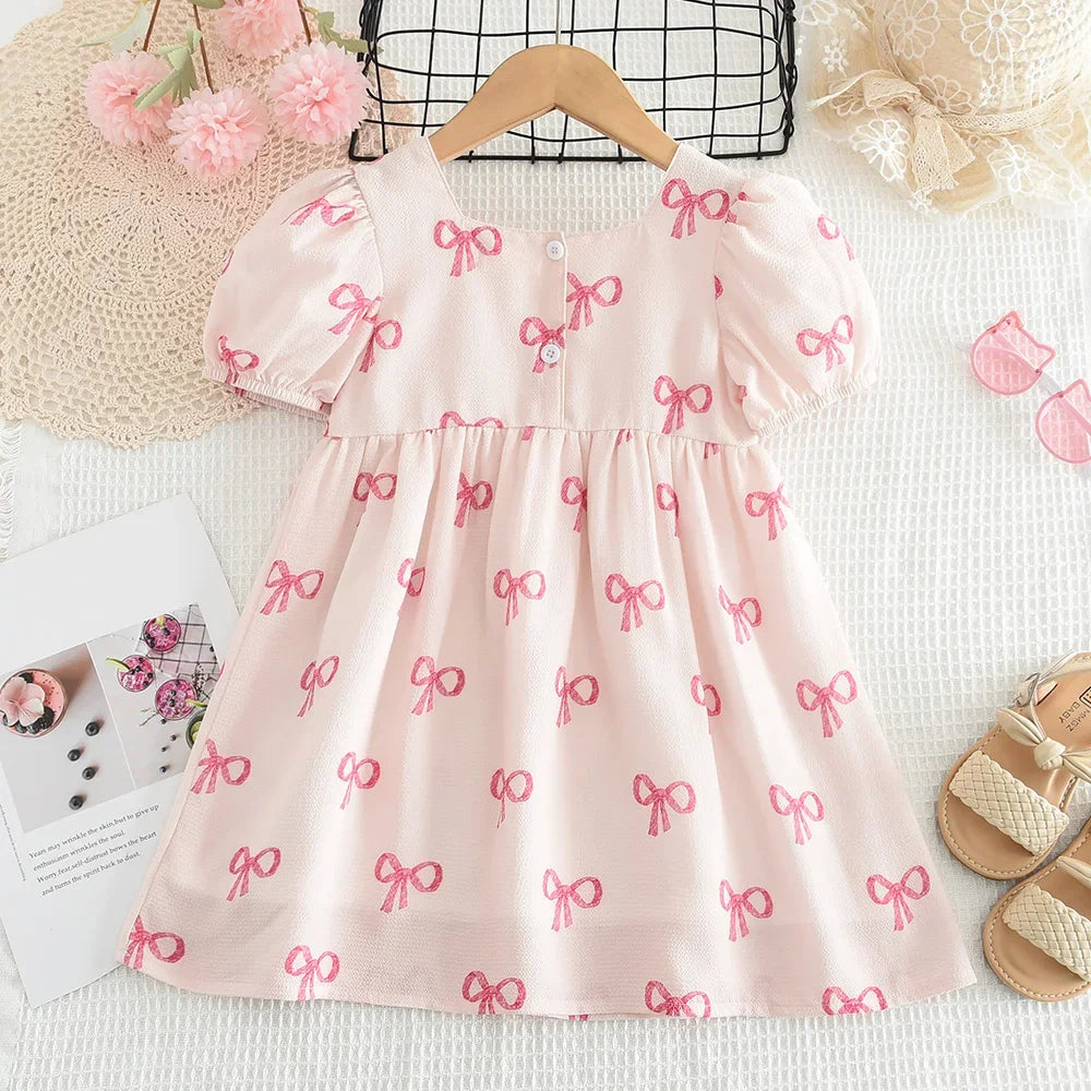 Sweet Bow Print Princess Dress