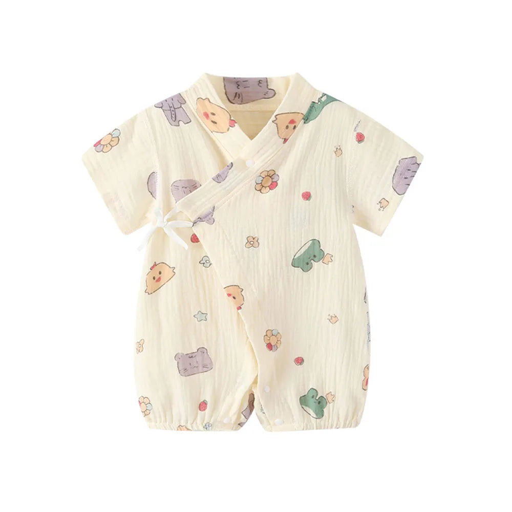 Unisex Baby Soft Cotton Printed Short Sleeve Bodysuit One-Piece