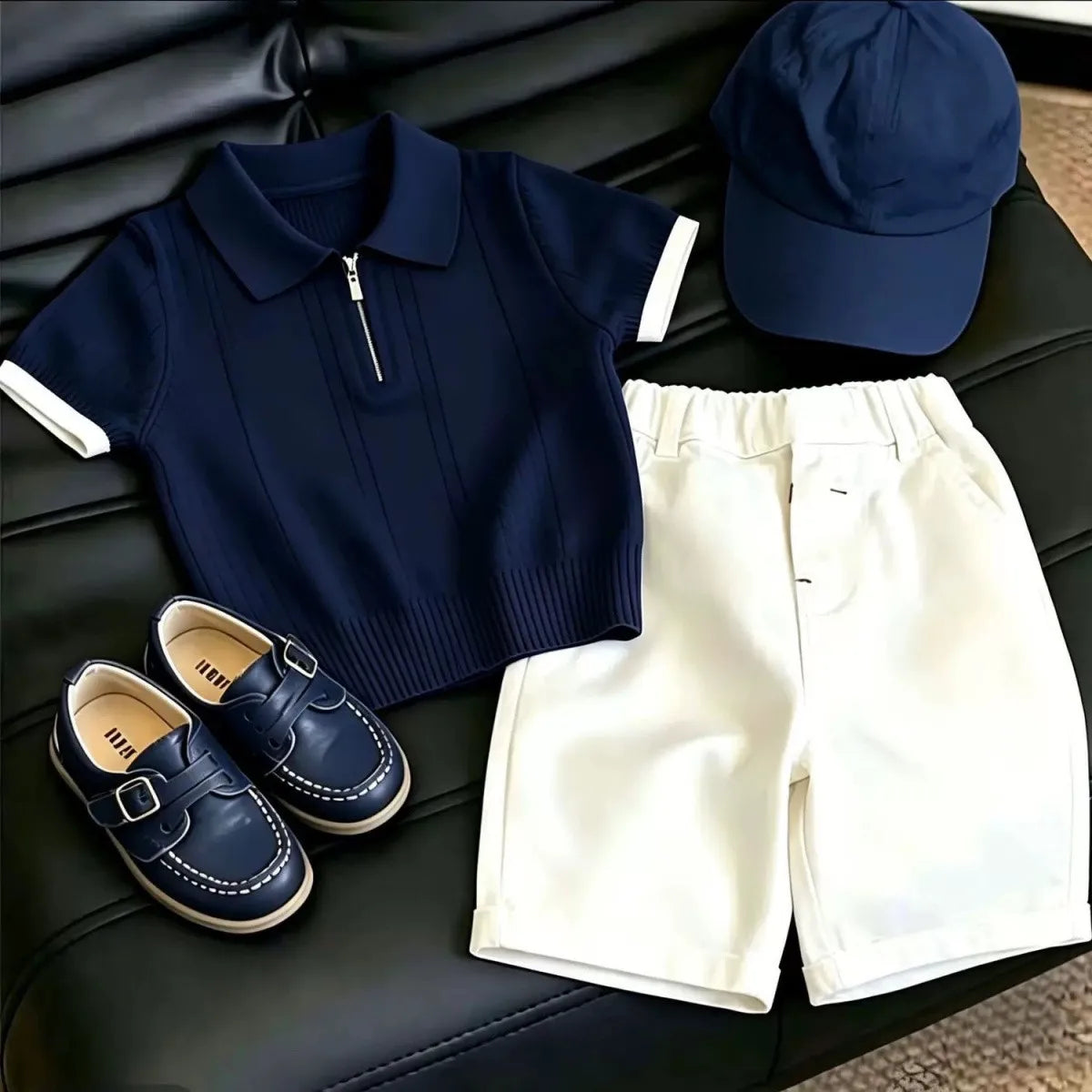 Kids Unisex Short Sleeve Top & Casual Shorts 2-Piece Set