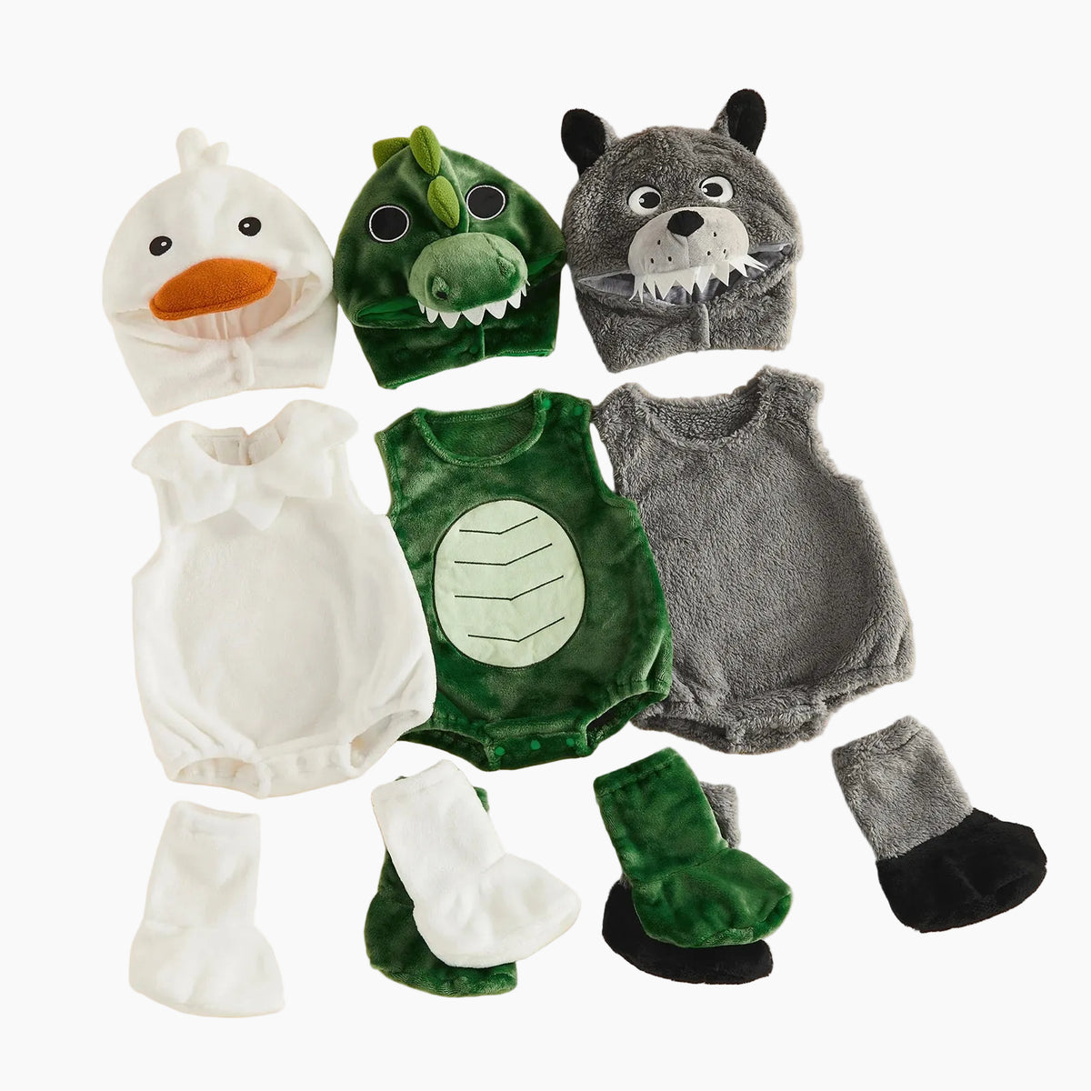 Baby 3-Piece Costume Romper Set with Hood & Socks