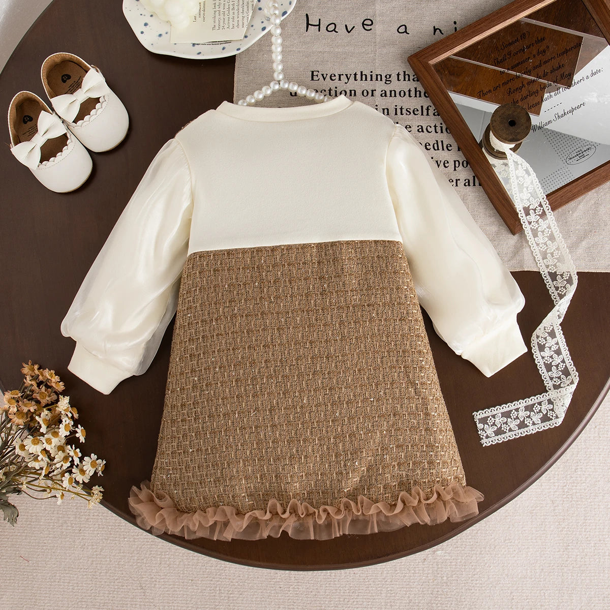Sweet Bow Baby Girl Dress - Korean Style Long Sleeve Clothes