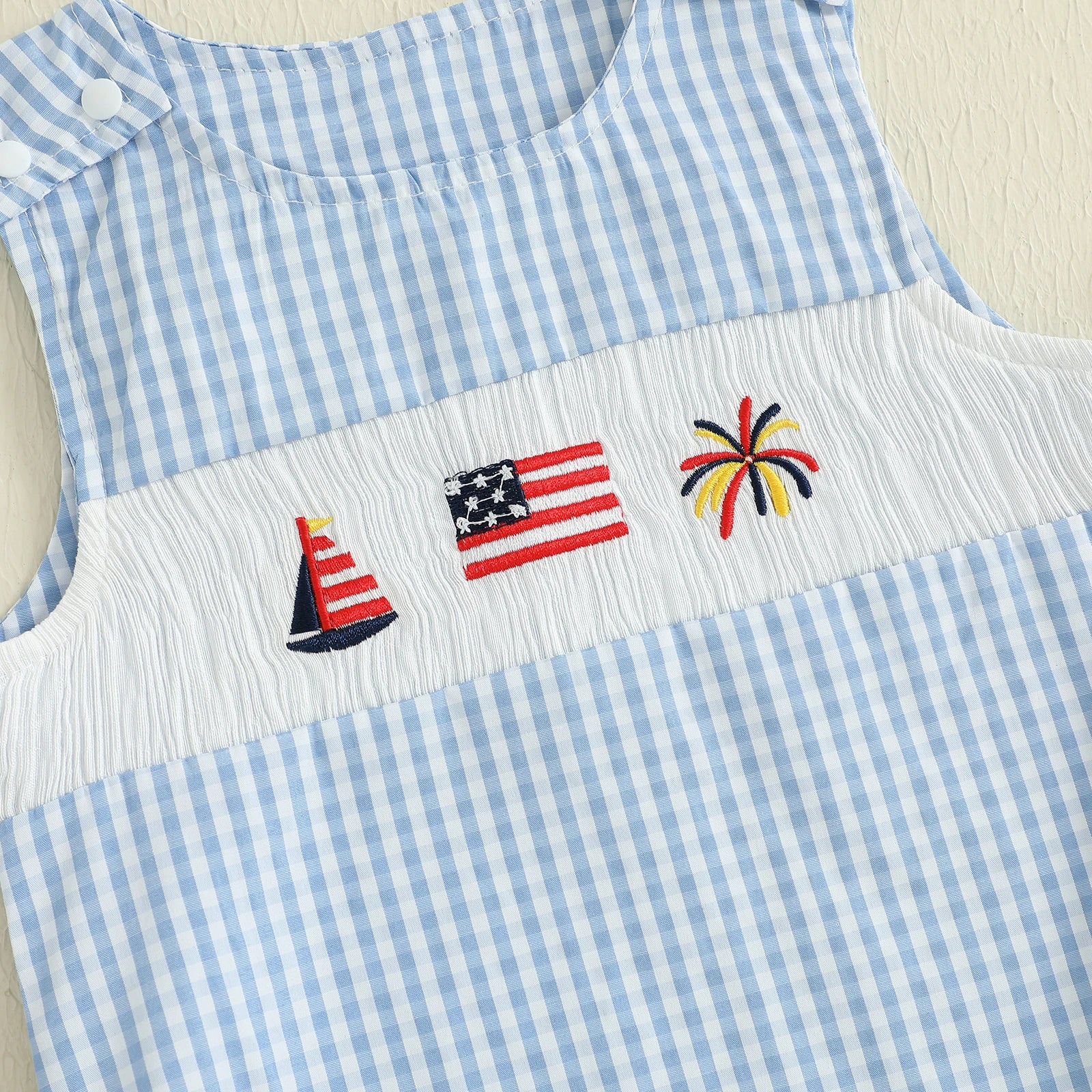 Baby 4th of July Smocked Flag Embroidery