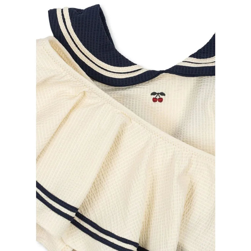 Classic Navy Style Sun-Protective Swimwear for Kids