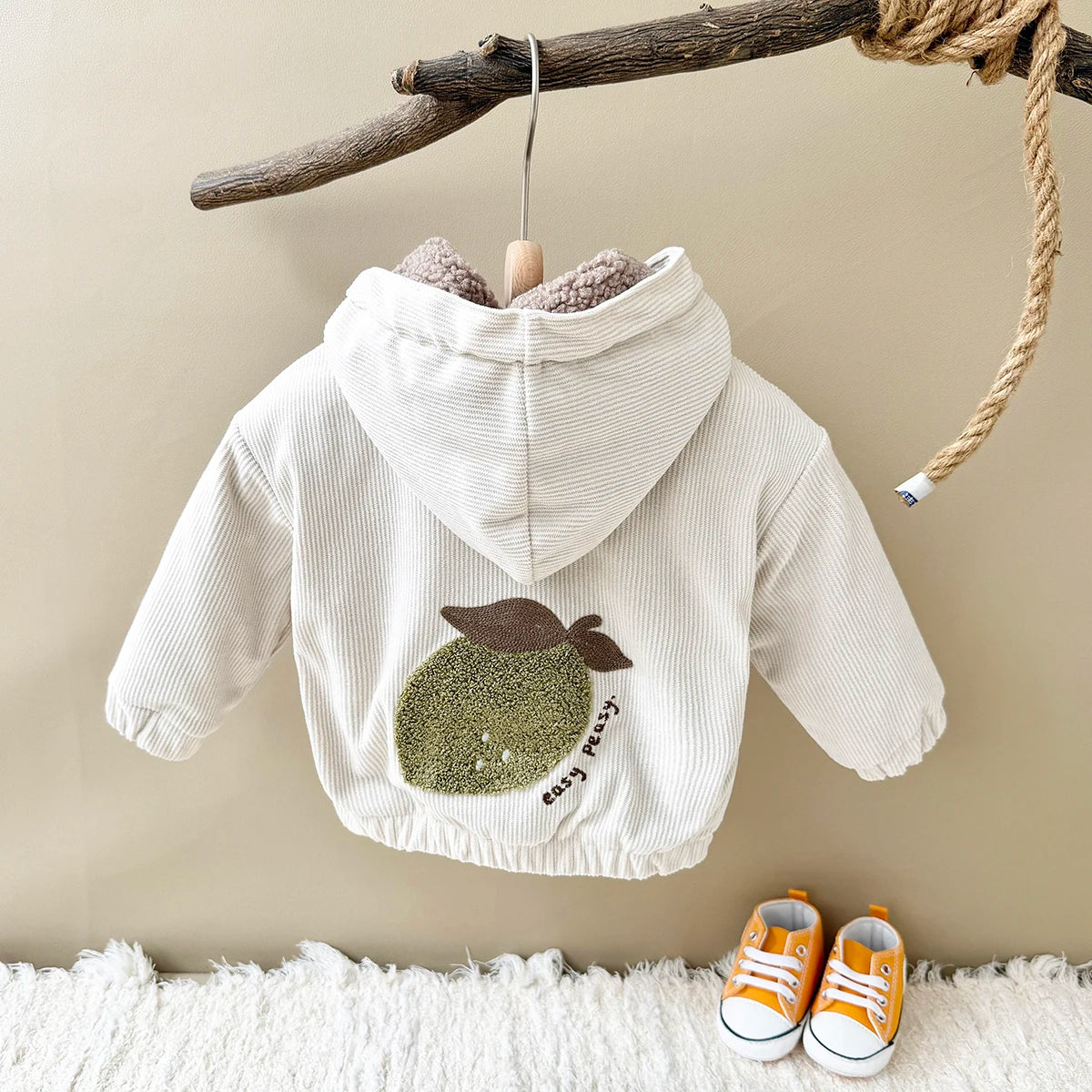 Unisex Sherpa-Lined Corduroy Hooded Jacket