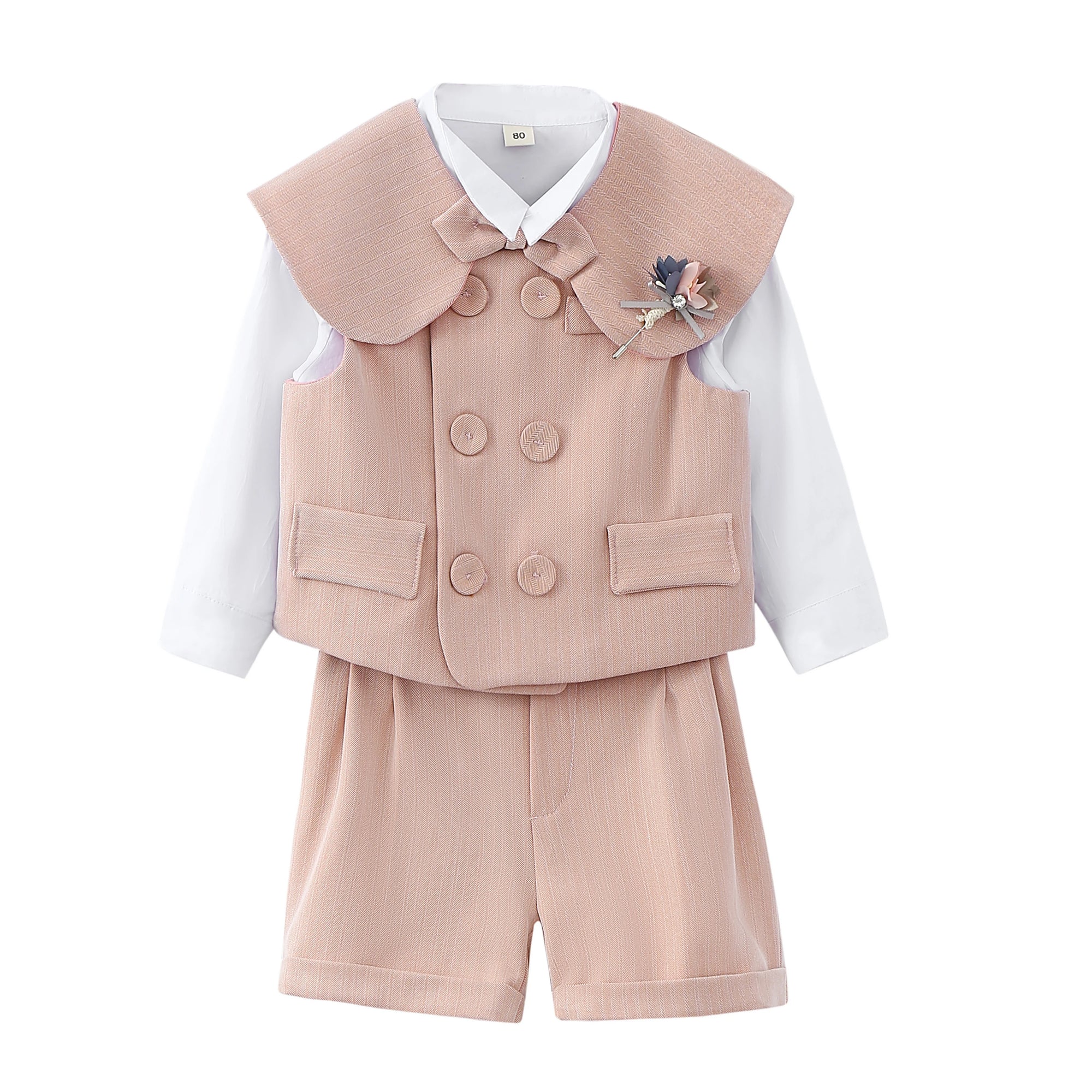 Elegant Pink Baby Tuxedo Baptism and Party Outfit