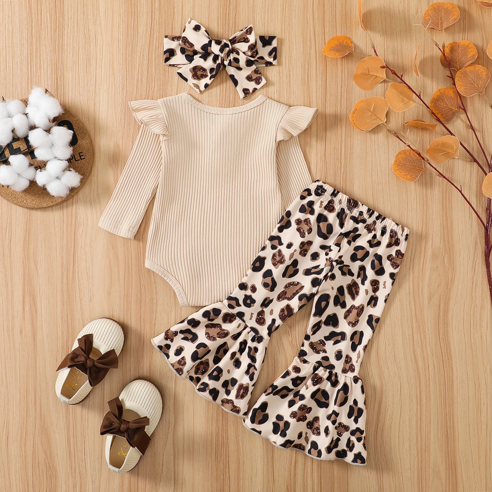 Animal Print Flare Pants Outfit for Baby Girls