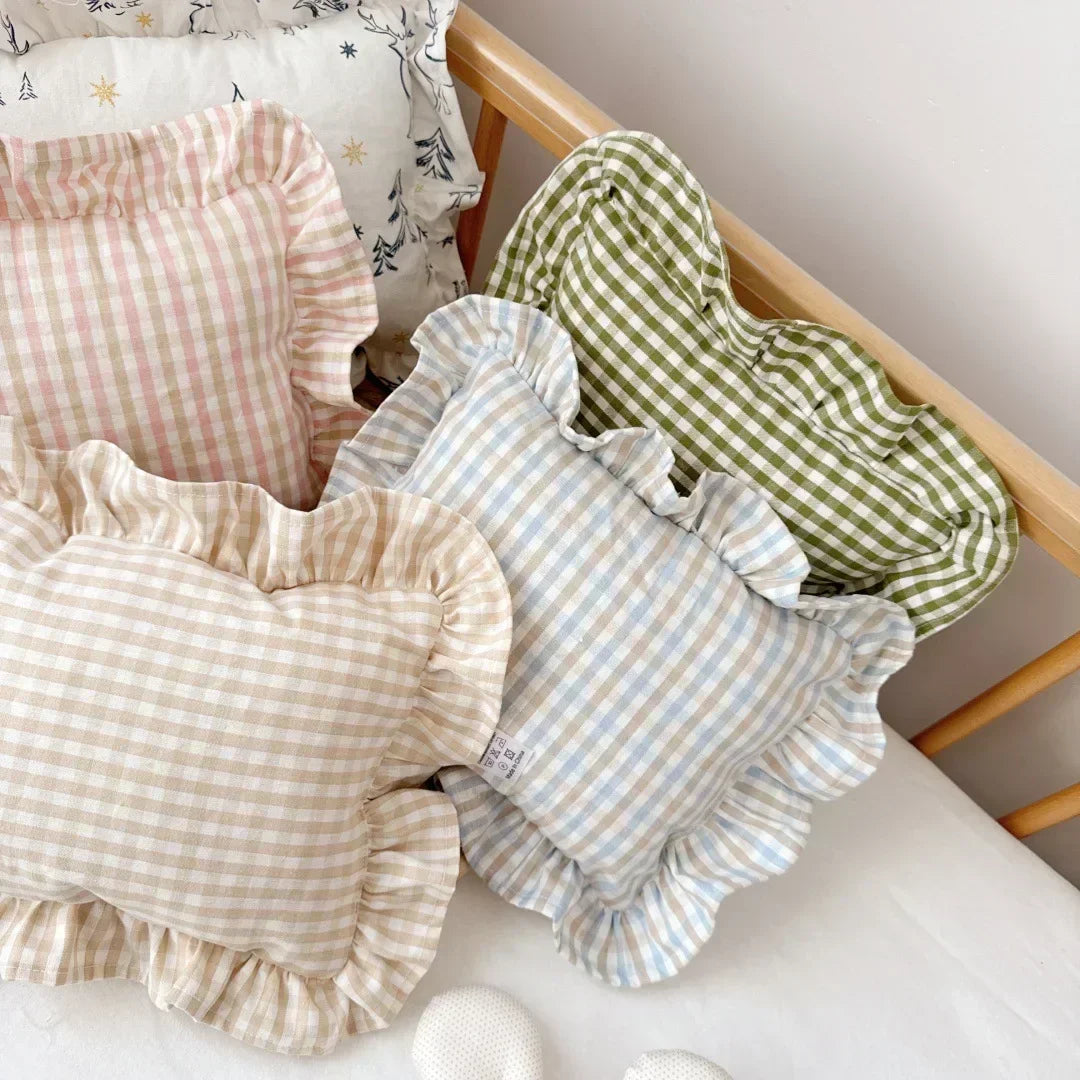 Custom Name Cotton Ruffle Baby Pillow