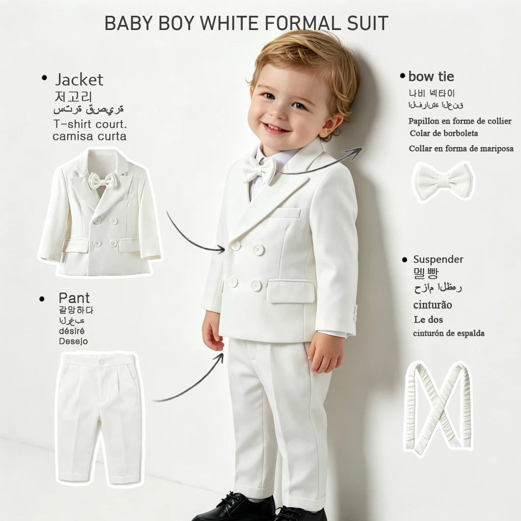 Toddler Boys' White Elegant Suit Set