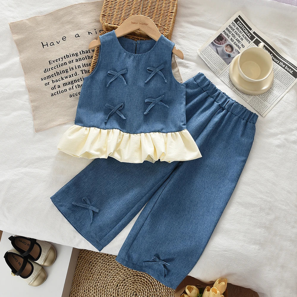 Sleeveless Bow Lace Princess Vest Dress
