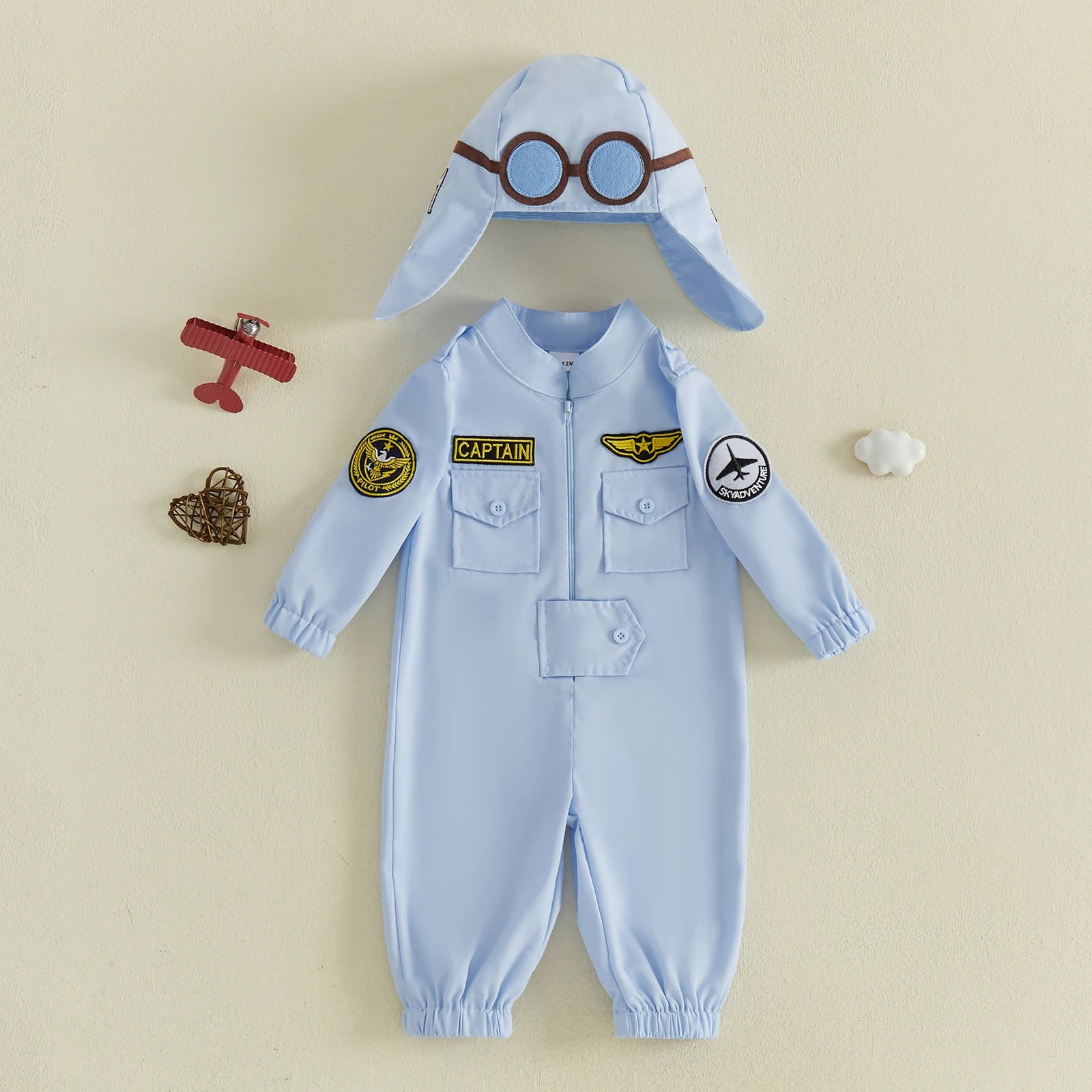 Baby & Toddler Pilot Costume Jumpsuit with Matching Hat