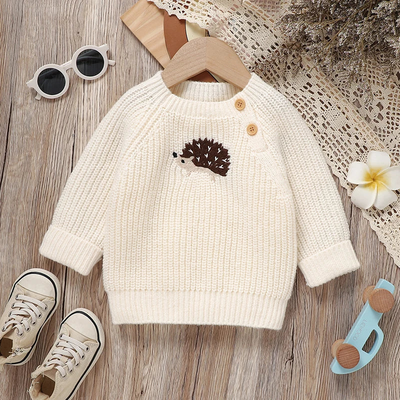Little Hedgehog Embroidered Knit Sweater