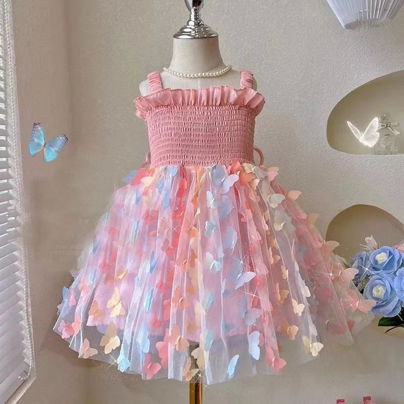 Colorful Birthday Party Outfit with 3D Wings & Tulle Skirt