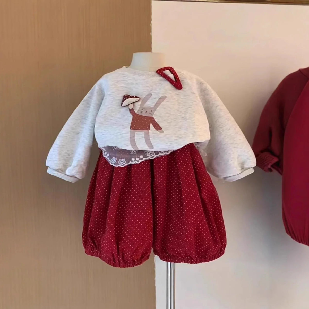 Girls' Cartoon Print Sweatshirt & Pants Set