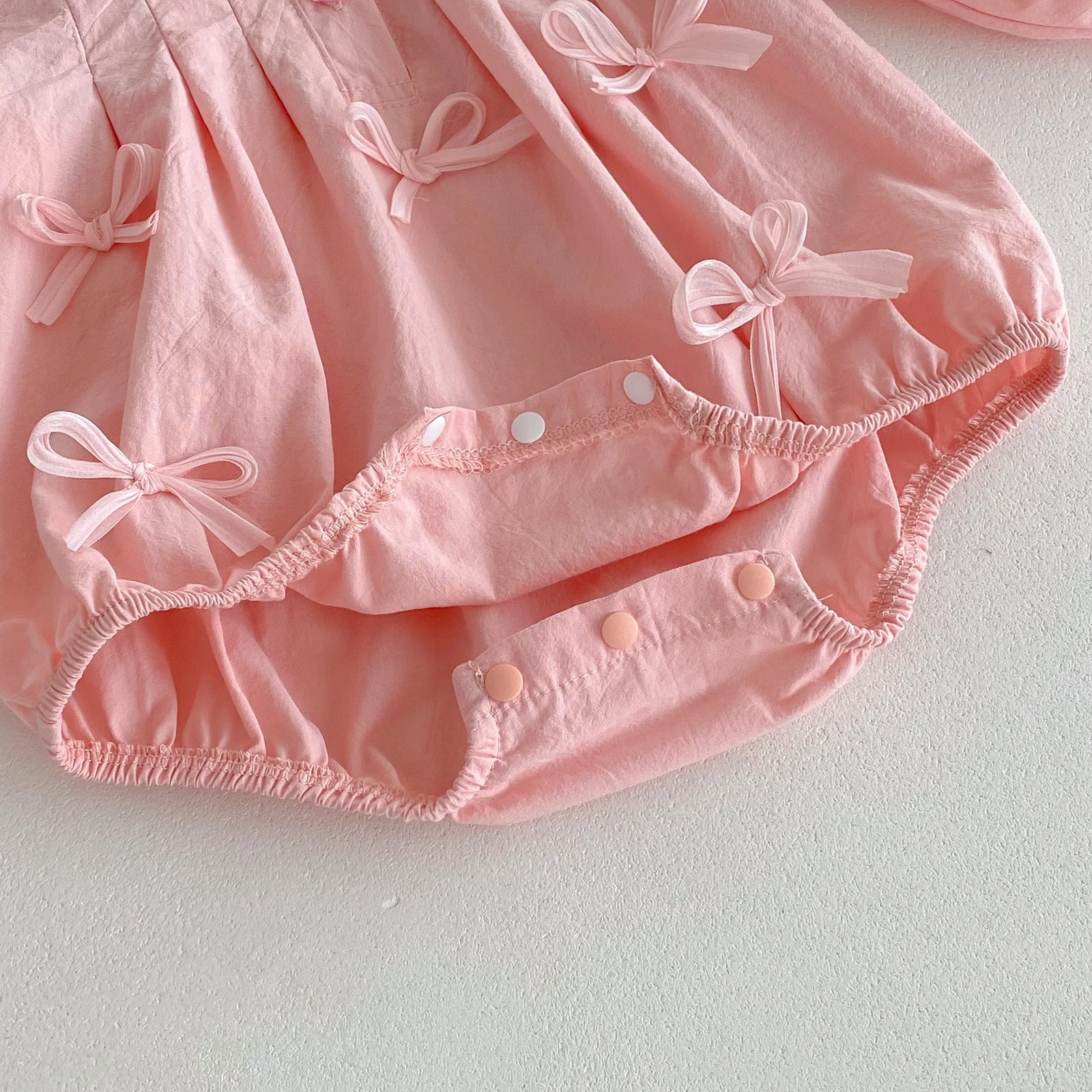 Baby Girl Long Sleeve Cotton Princess Romper with Bow