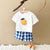 Lemon Print T-Shirt and Checkered Shorts Set