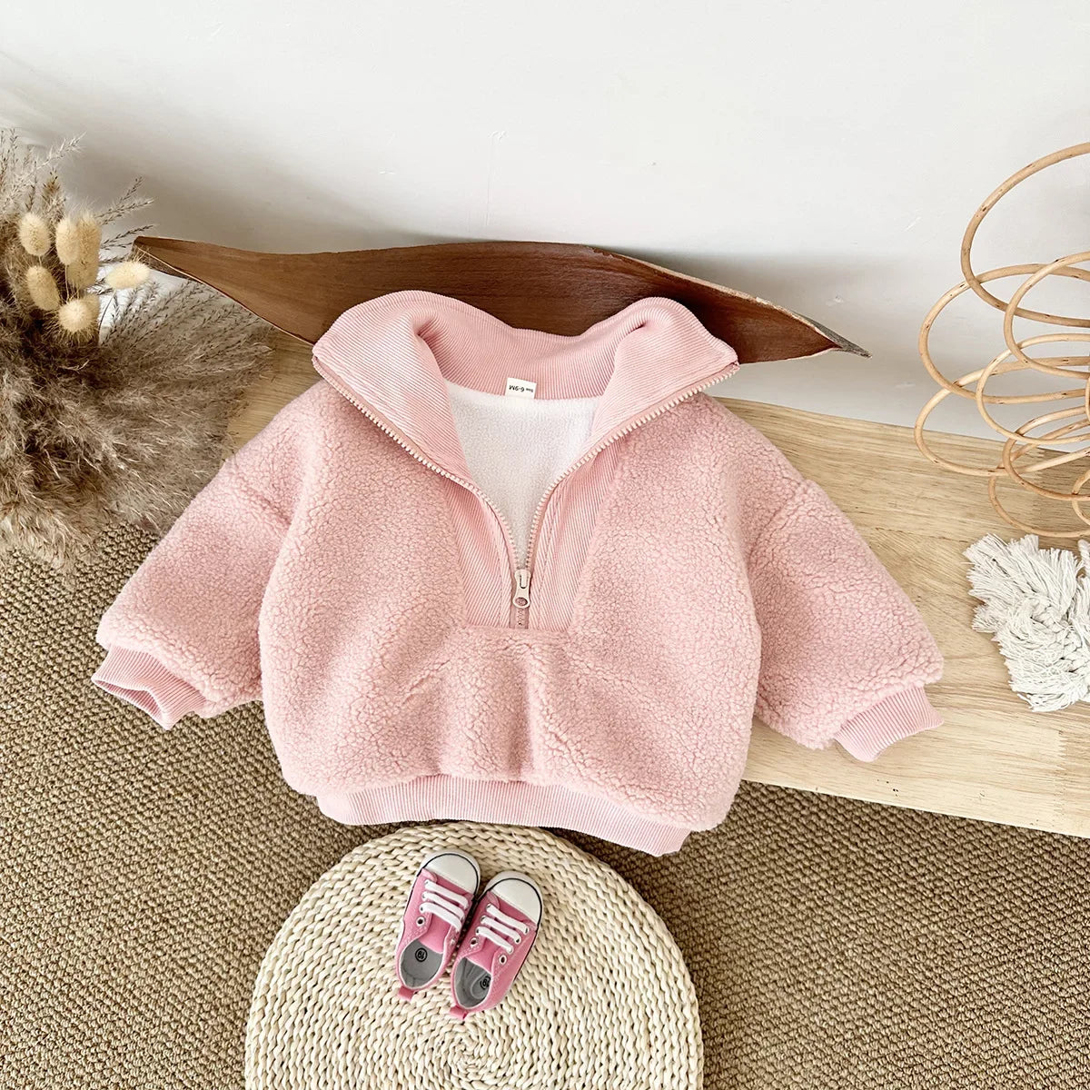 Unisex Toddler and Baby Cozy Sherpa Half-Zip Sweatshirt