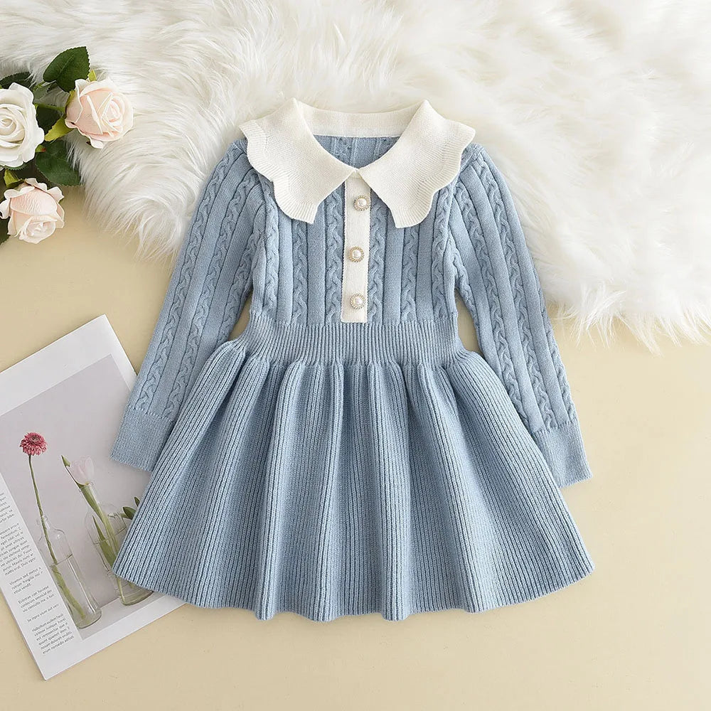 Winter Baby Girl Knitted Sweater Dress