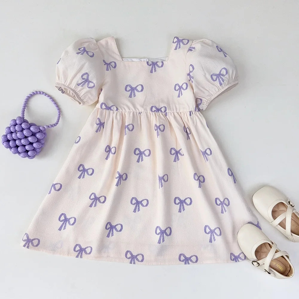 Sweet Bow Print Princess Dress