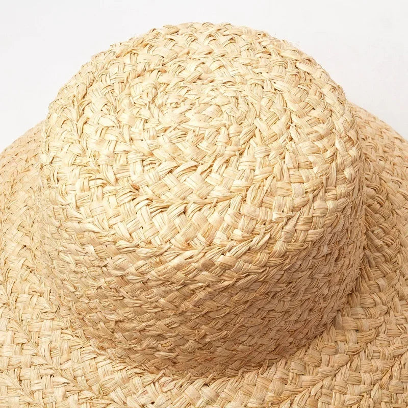 Classic Hepburn-Style Straw Sun Hat for Girls