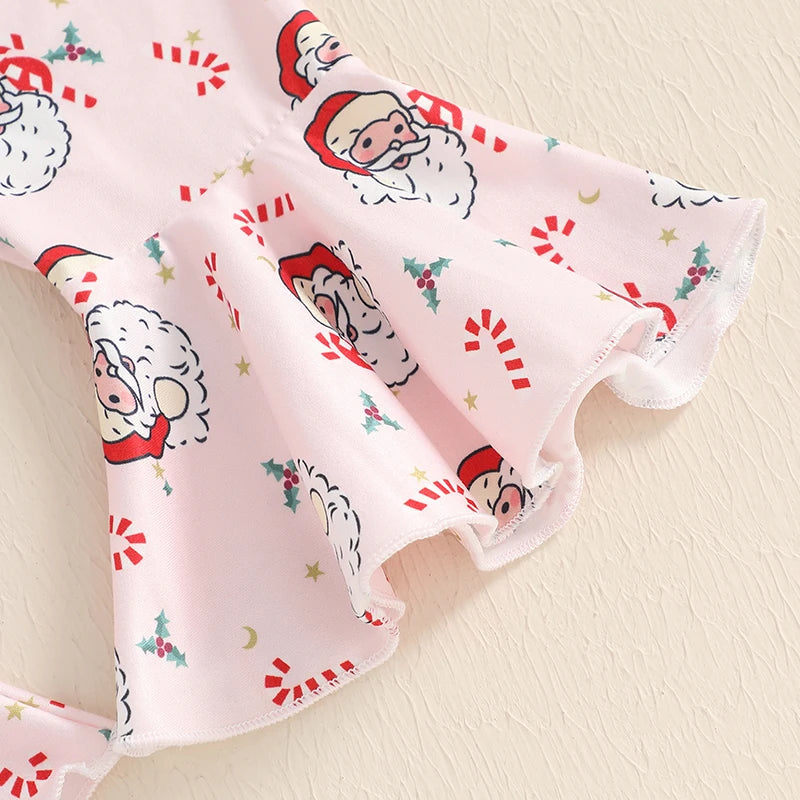 Baby Girl Christmas Santa Sweatshirt & Flare Pants Set